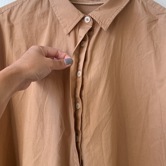 NWT Anthropologie button down side button tunic Medium Tan/Copper - Picture 6 of 12
